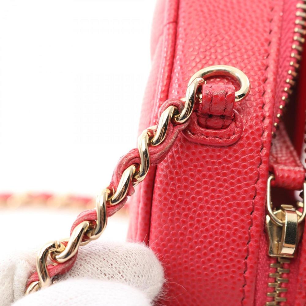 CHANEL Matelasse Round Mini Shoulder Bag Calfskin (Cowhide) Women's Red - Picture 10 of 10